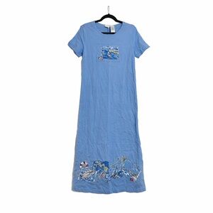 Vintage Y2K Bobbie Brooks Light Blue Nautical Summer Beach Boat Day Dress